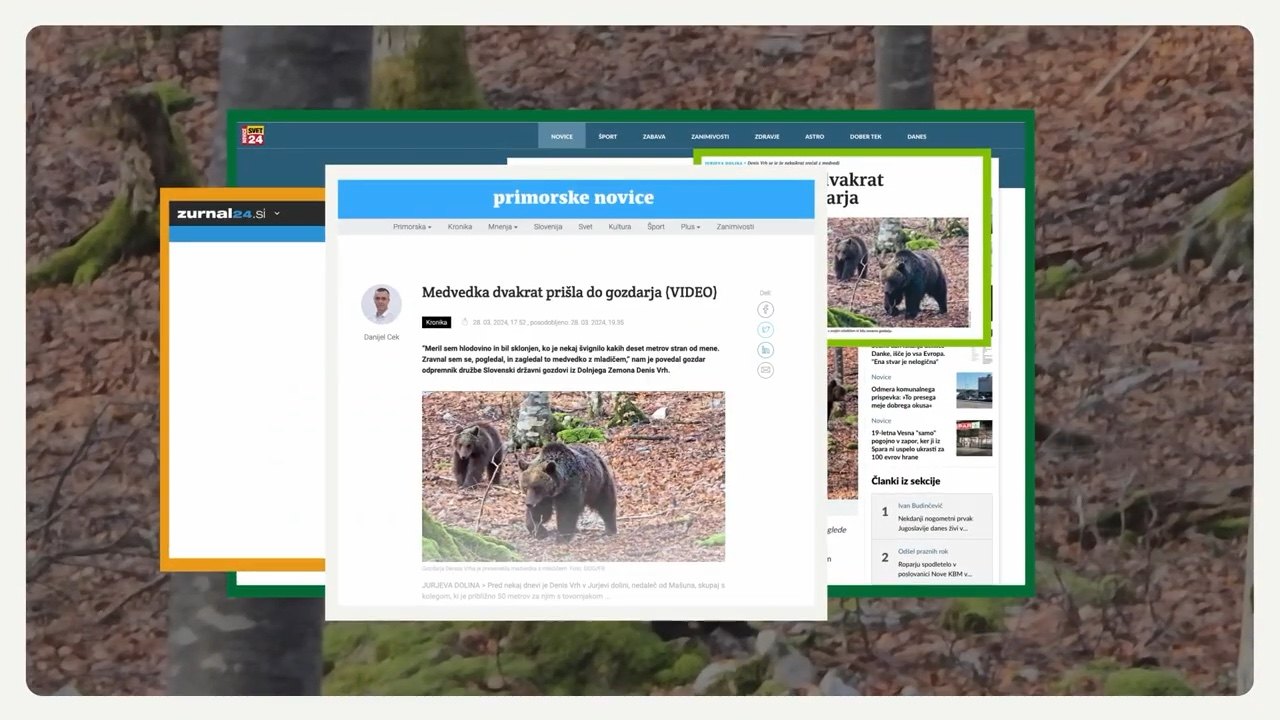 Medijski članki o posnetku medvedke z mladičkom